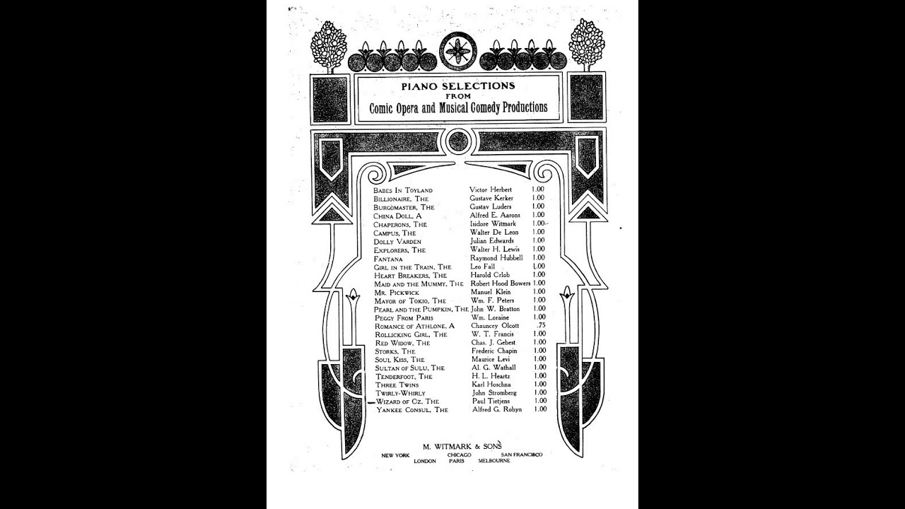 The Wizard Of Oz - piano selection (1902)