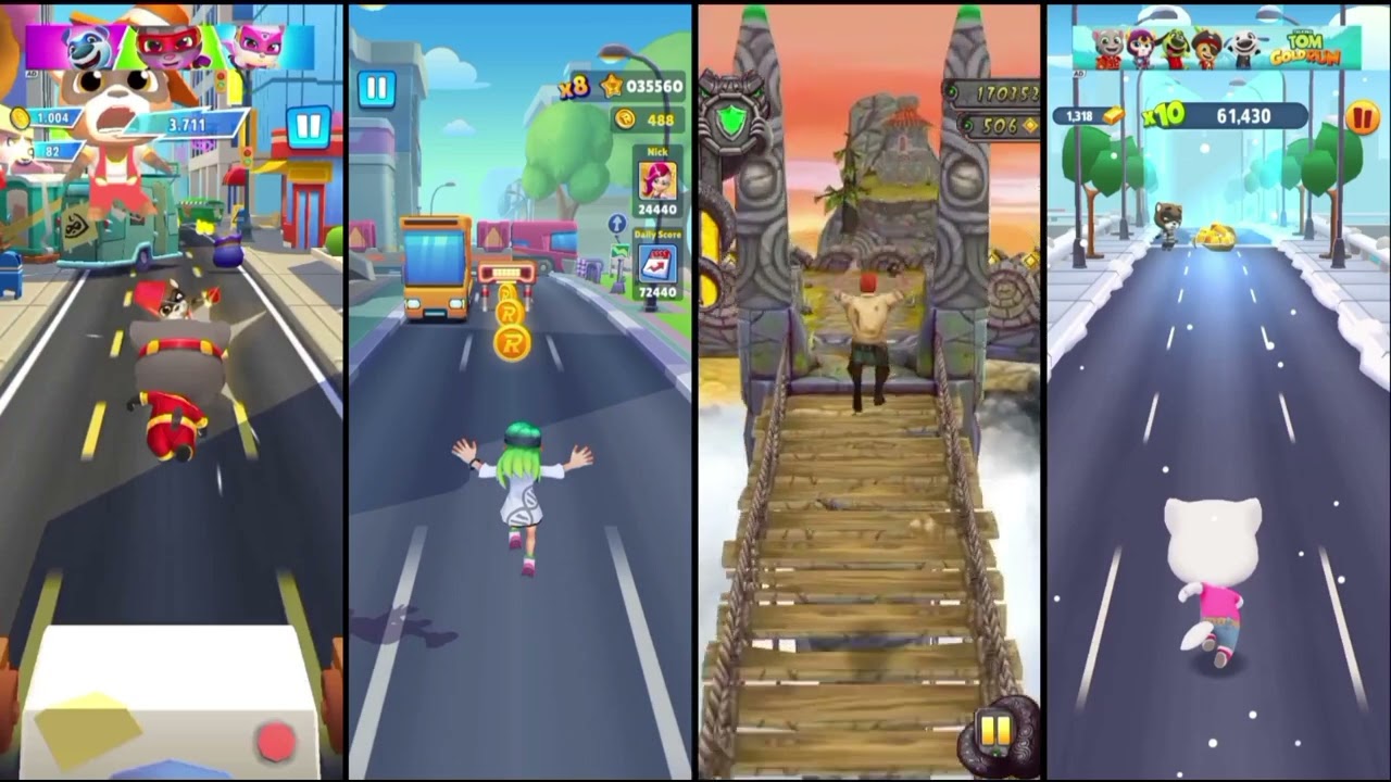 talking tom hero dash 🆚 street rush 🆚 Temple run 🆚 talking tom gold run gameplay 