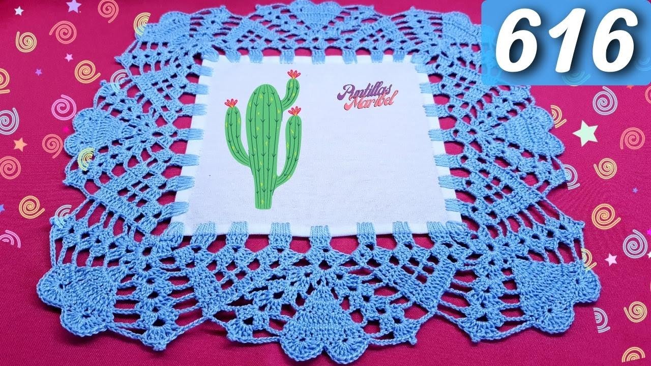 Un puntilla de corazones para tu mantel, una sola vuelta🌷 616 | Puntillas Maribel