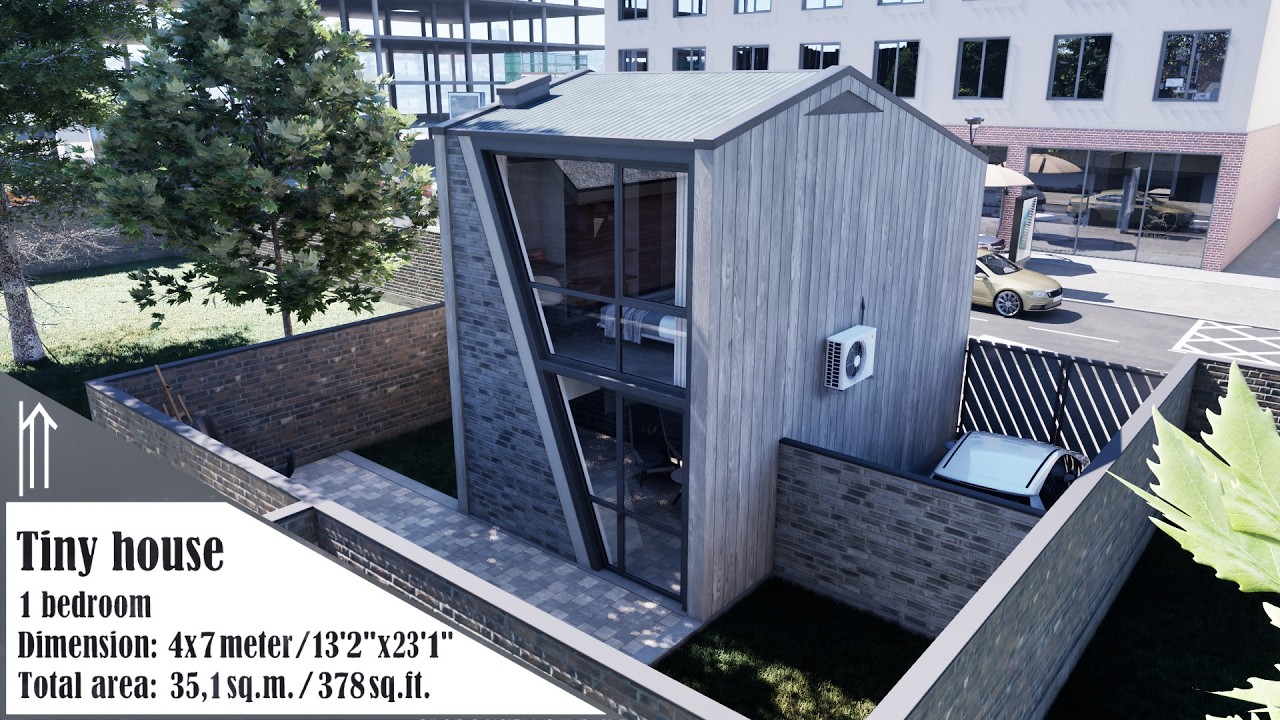 Small city house 4x7 m:  Modern high-tech home at 35 sq. m