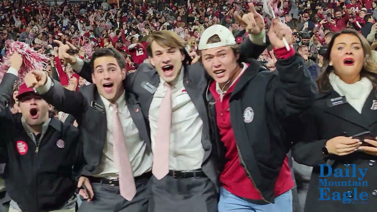 Alabama fans erupt into huge Rammer Jammer after 24-22 OT win over Auburn at Jordan-Hare Stadium.