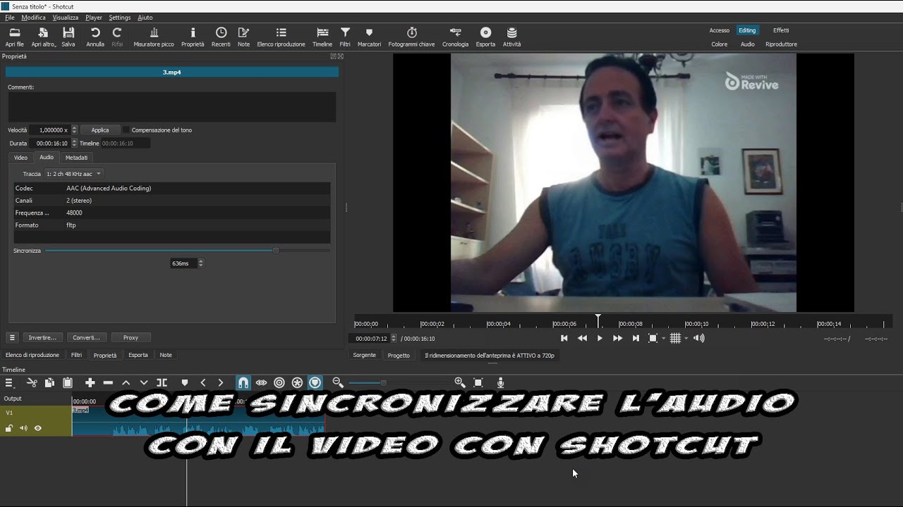 Come sincronizzare audio e video con Shotcut