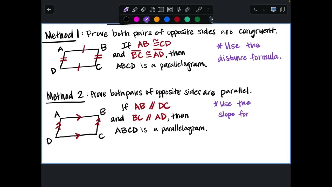 Proving parallelograms in a coordinate plane