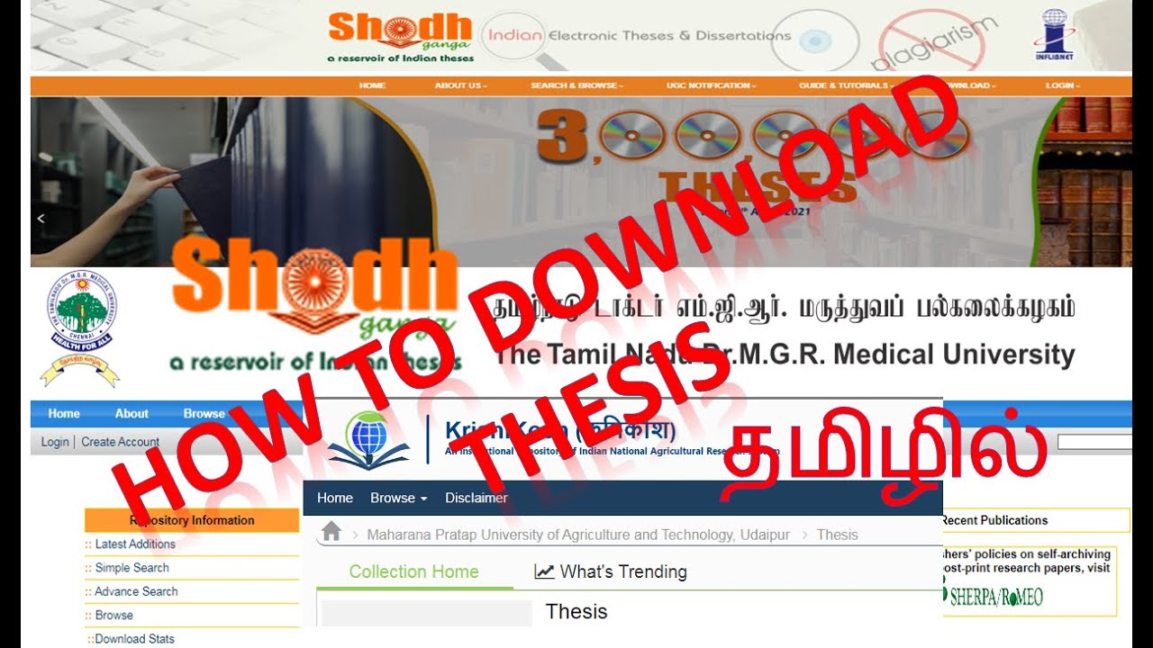 How to download thesis in tamil | Free thesis download | How to download thesis from shodhganga