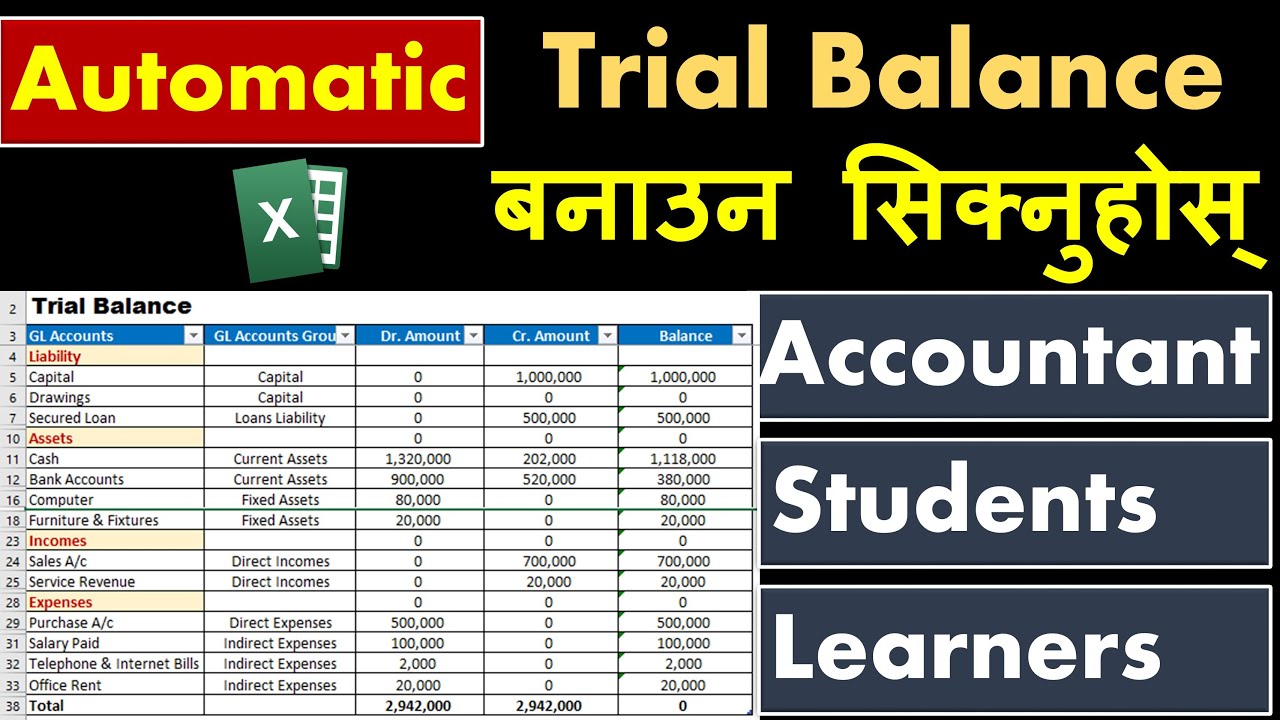 Trial Balance In Nepali || automatic trial balance बनाउन सिक्नुहोस्