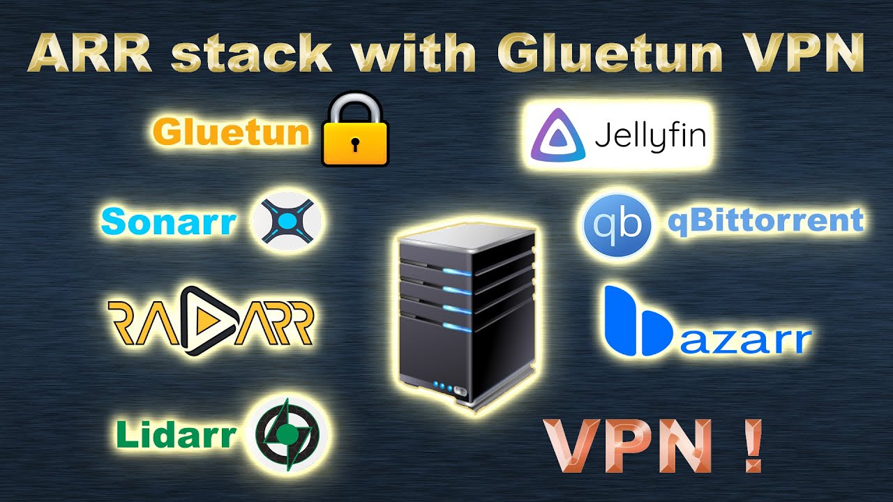 Стек ARR с Gluetun VPN (создайте свой персональный файл docker-compose.yml)