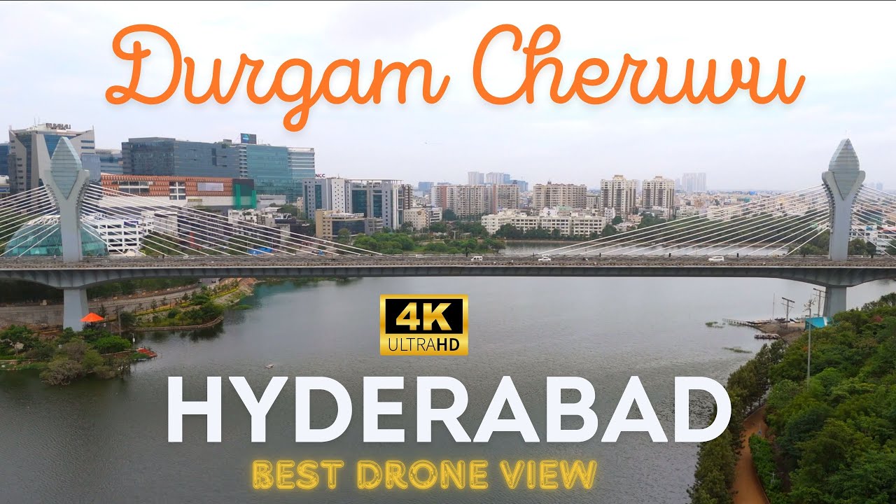 Best View of Durgam Cheruvu Cable Bridge | Hyderabad | Hitech City | Morning Drone Shot