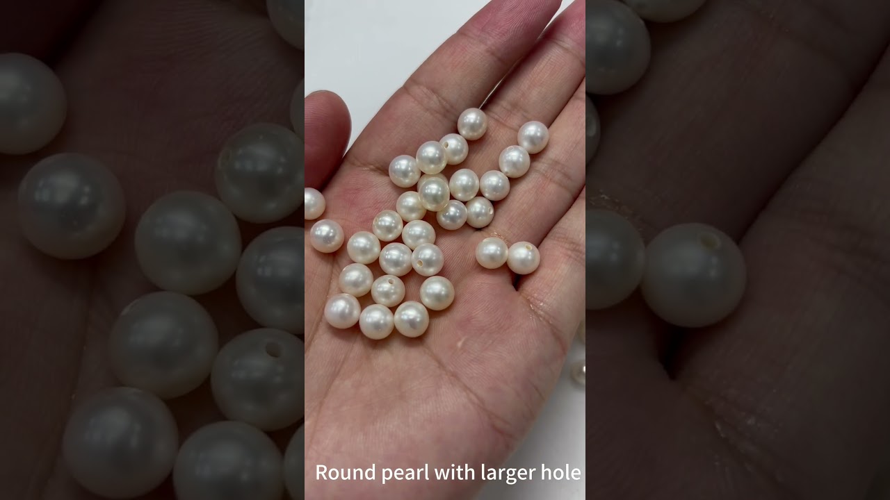 Round freshwater pearls with larger hole #pearls #roundpearls #wholesaler #diyjewelry #diypearl