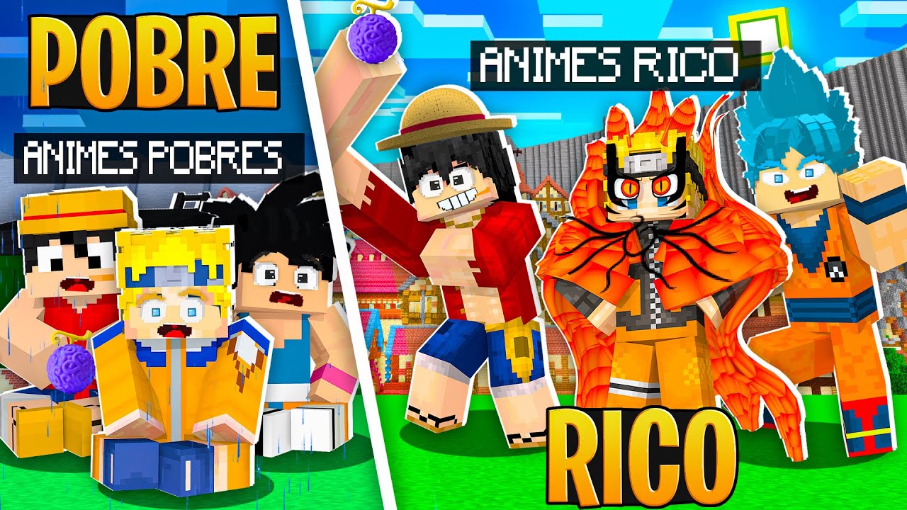RICO VS POBRE DOS ANIMES no MINECRAFT!