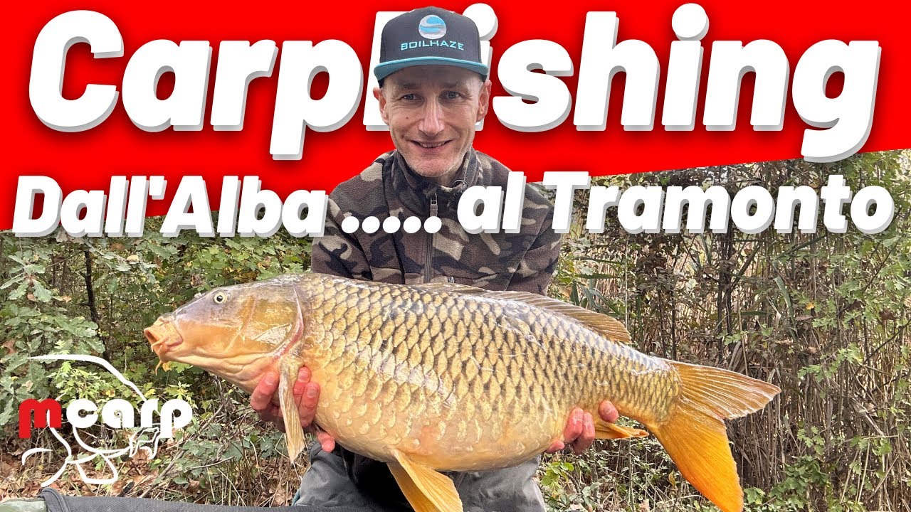 Sessione di pesca a carpfishing dall'alba al tramonto.