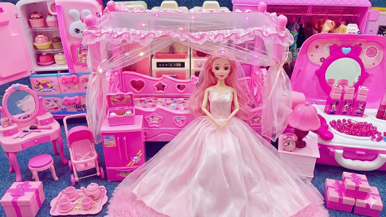 10 Minutes Satisfying with Unboxing Barbie Princess Bed ＆ Wardrobe Collection Toys Review | ASMR
