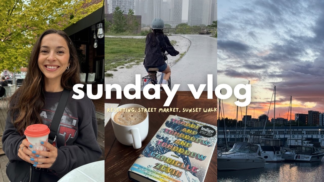 SUNDAY VLOG  ☁️ apartment reset, chores, bike ride, coffee review + sunset walk!