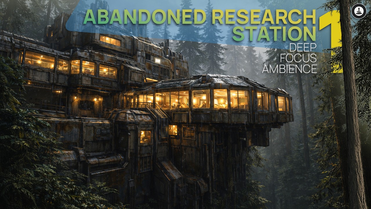 Ancient Forest - Abandoned Research Station 1 | Rain on leaves and Concentration Sci-Fi Ambience