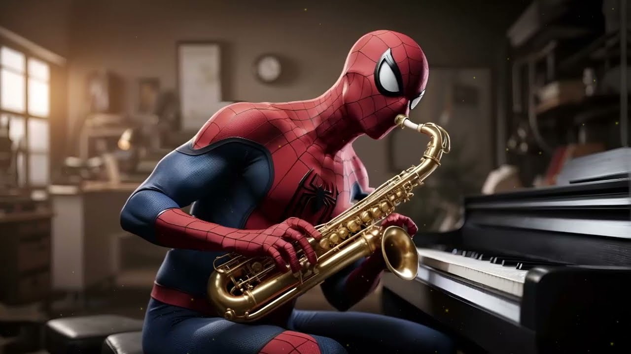 In 🎼Sax City Performing Spiderman Best Saxophone| for Meditation and Unwinding 🌿- Take 1⌚5