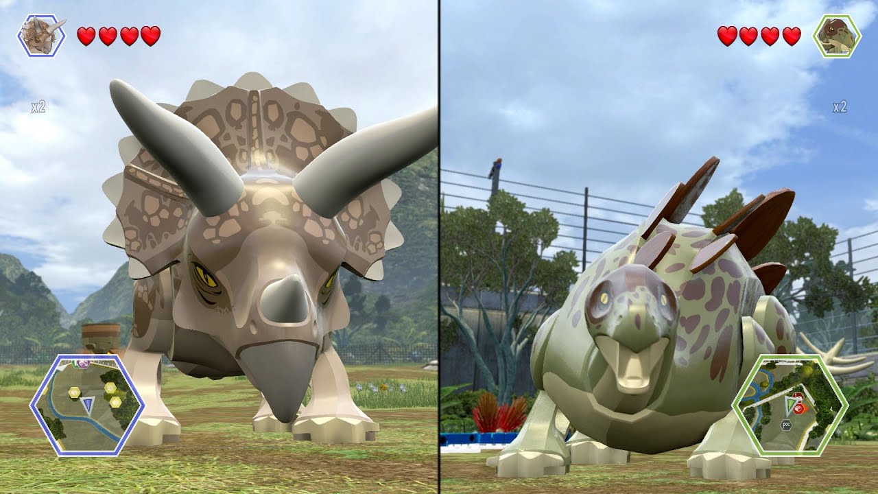 LEGO Jurassic World - Stegosaurus  vs Triceratops - CoOp Fight | Free Roam Gameplay [HD]