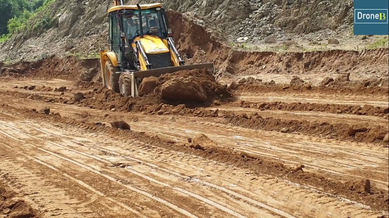 Clearing and Leveling Hilly Ground-JCB Backhoe Loader-Hilly Ground Work