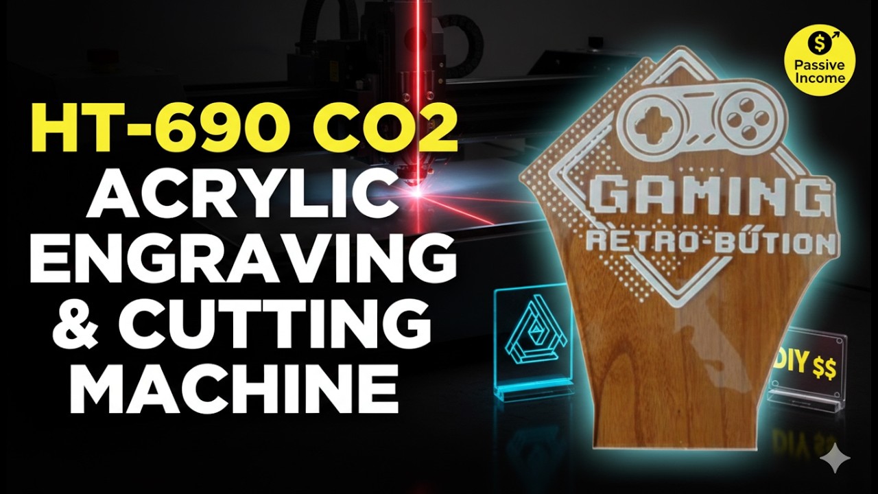 HT-690 CO2 Acrylic Engraving & Cutting Machine  150W Power Tube Laser Cutting Test