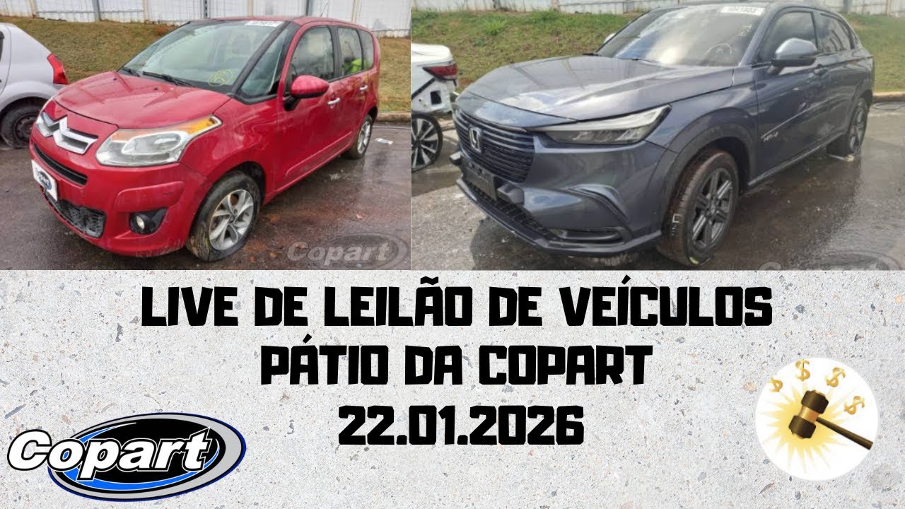 LIVE DE LEILÃO DE VEÍCULOS NA COPART 22.01.2026