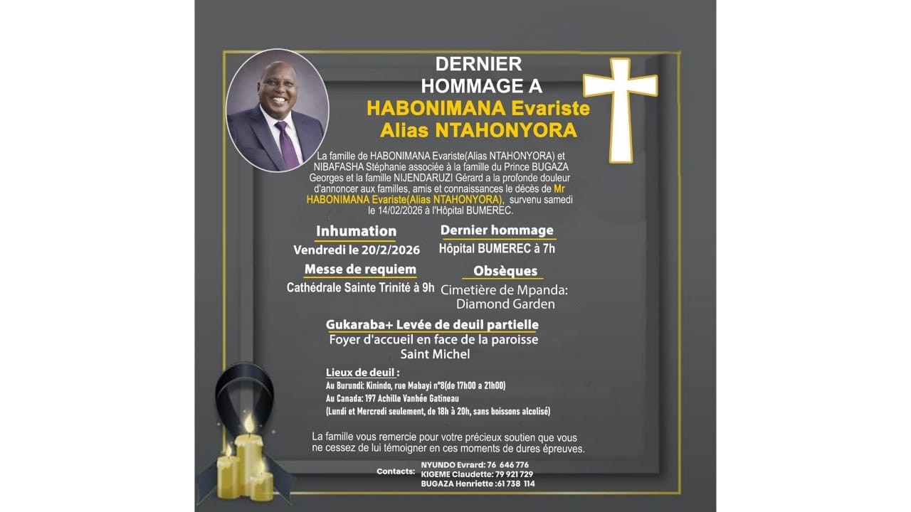 DERNIER HOMMAGE DE Mr HABONIMANA EVARITSE