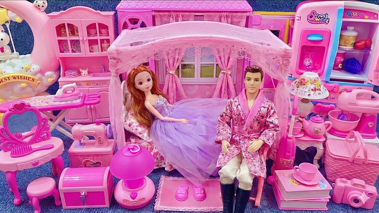 10 Minutes Satisfying with Unboxing Barbie Pink Wardrobe & Bedroom Collection Toys Review｜ASMR