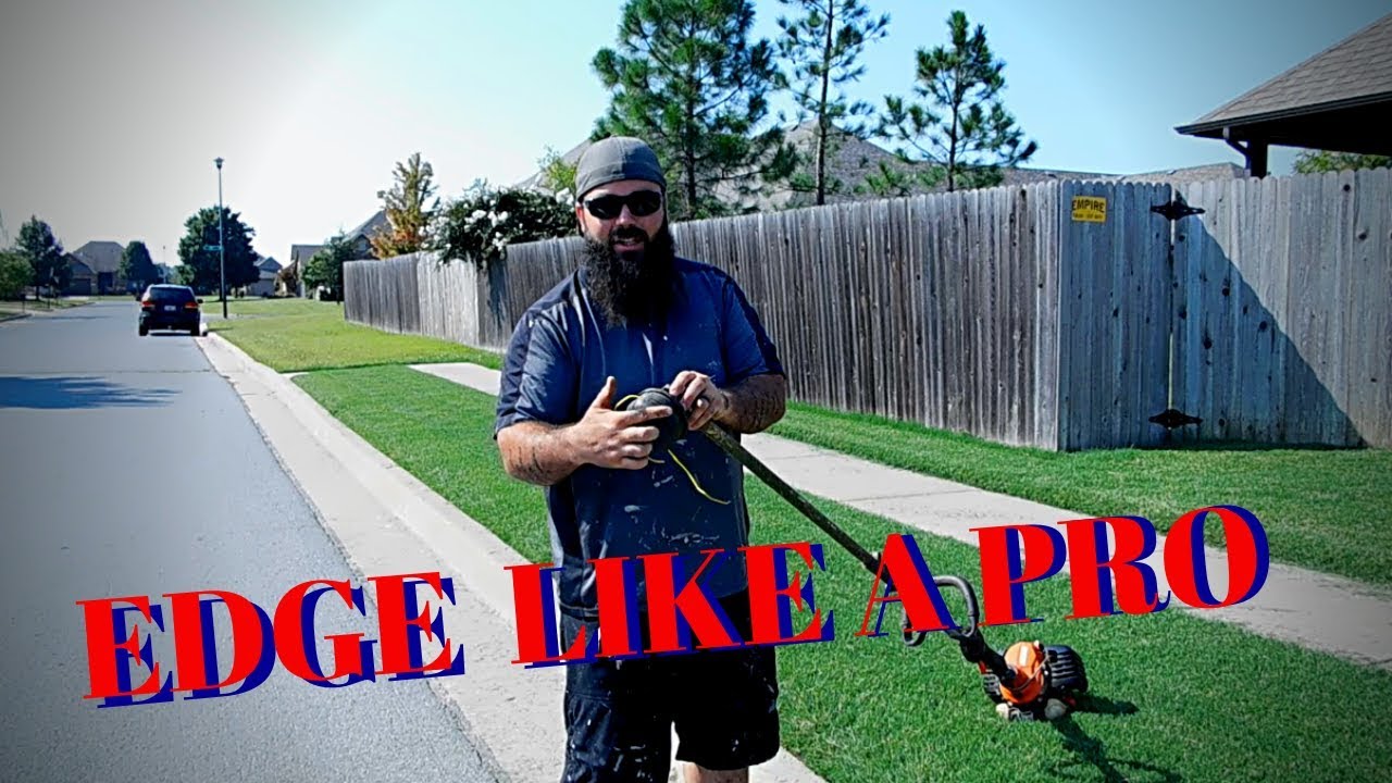 How to Edge a lawn using a String trimmer - Weedeater