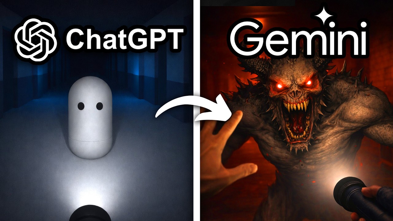 ChatGPT против Gemini создают СТРАШНУЮ ИГРУ с нуля.