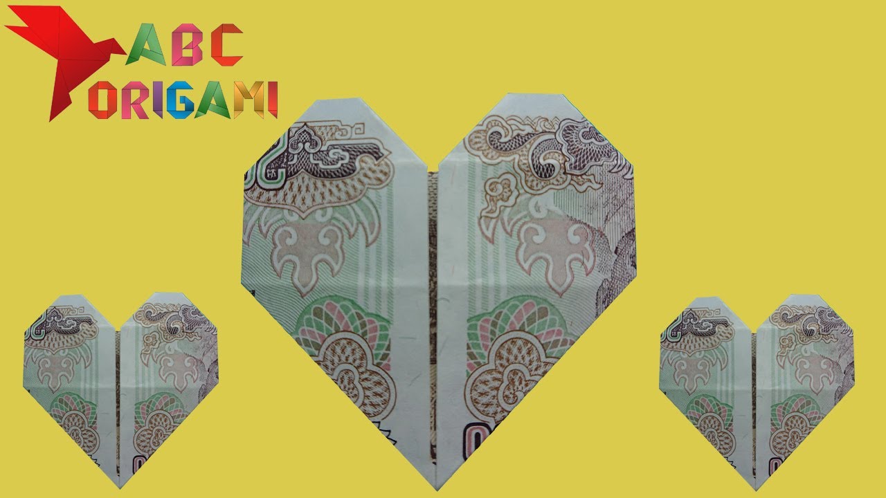 Gấp trái tim bằng tiền (HD)|Origami heart from money|How to make heart money|Gấp tiền thành trái tim