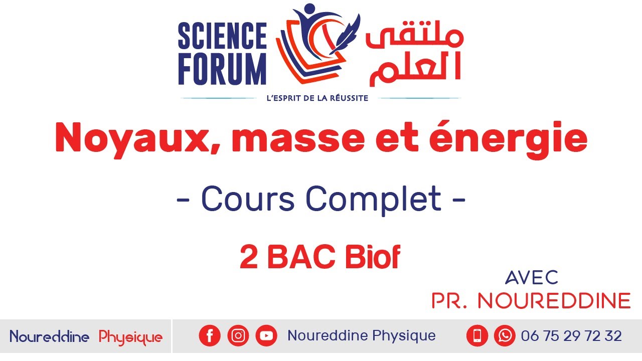 2 BAC Biof - Noyaux, masse et énergie: Le Cours Complet