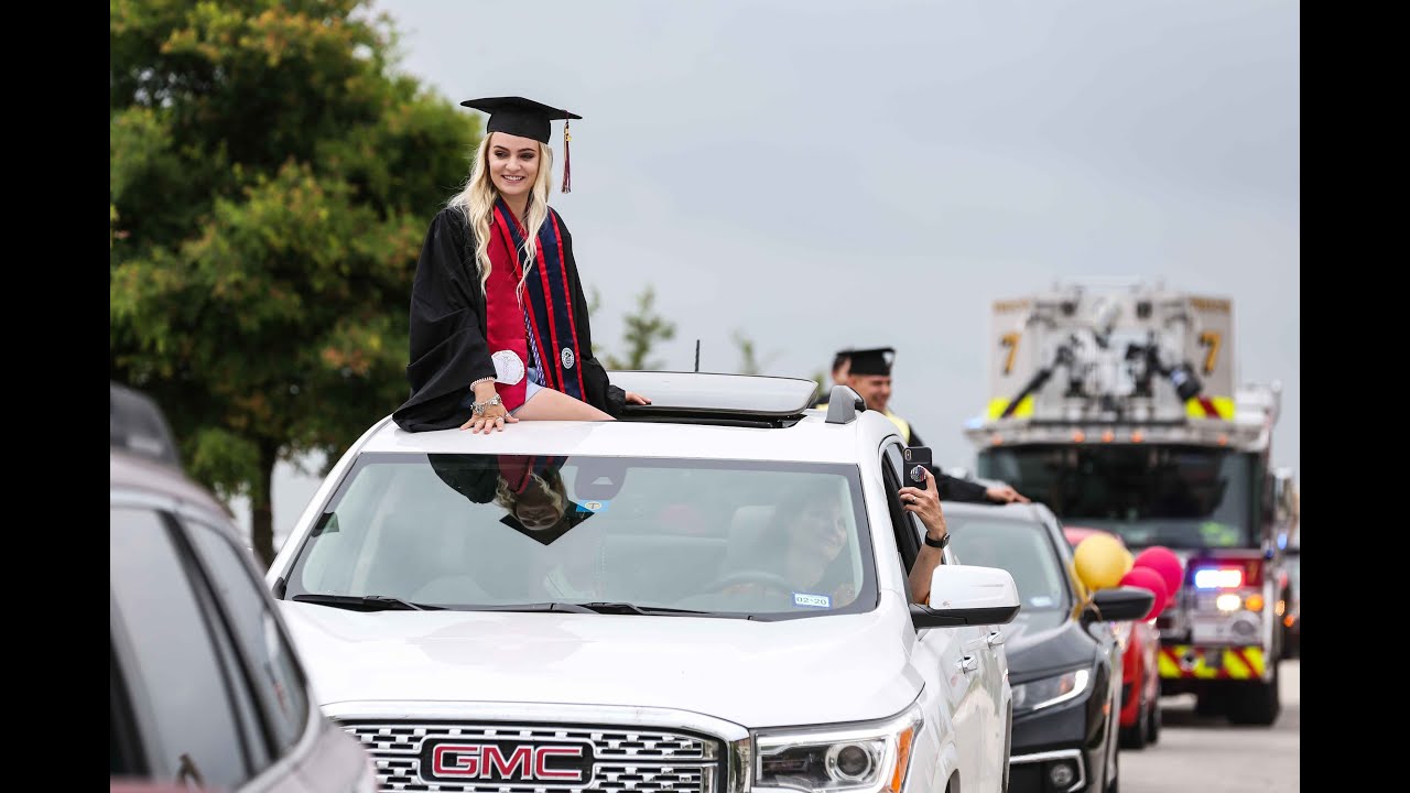 Texas State Nursing School celebrate a drive-by ceremony in Round Rock