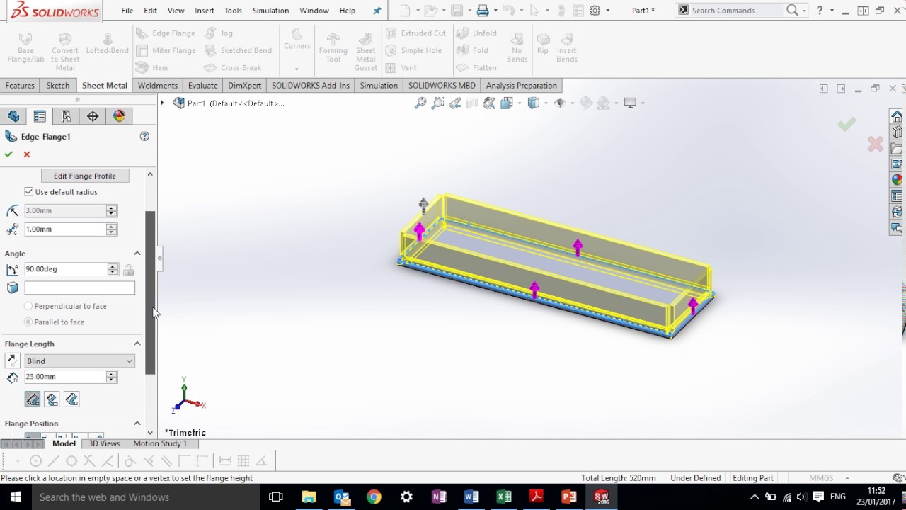 Sheet Metal box in Solidworks Tutorial