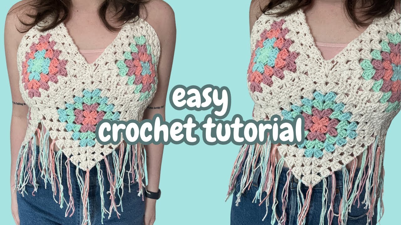 granny square top crochet tutorial (absolute beginner friendly)