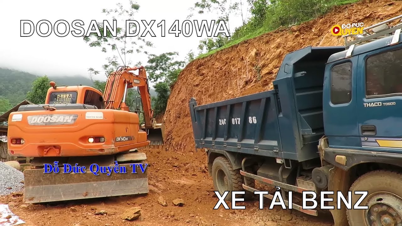 Doosan DX140 cào xúc đất xe tải ben chở đất - Đỗ Đức Quyền TV