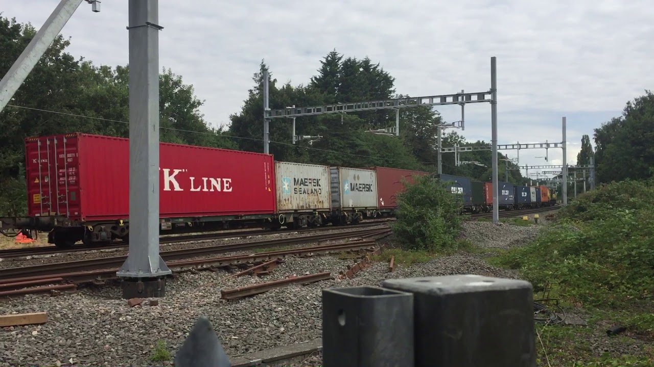 Freight Train Transporting containers along Coley Park junction 18/07/18