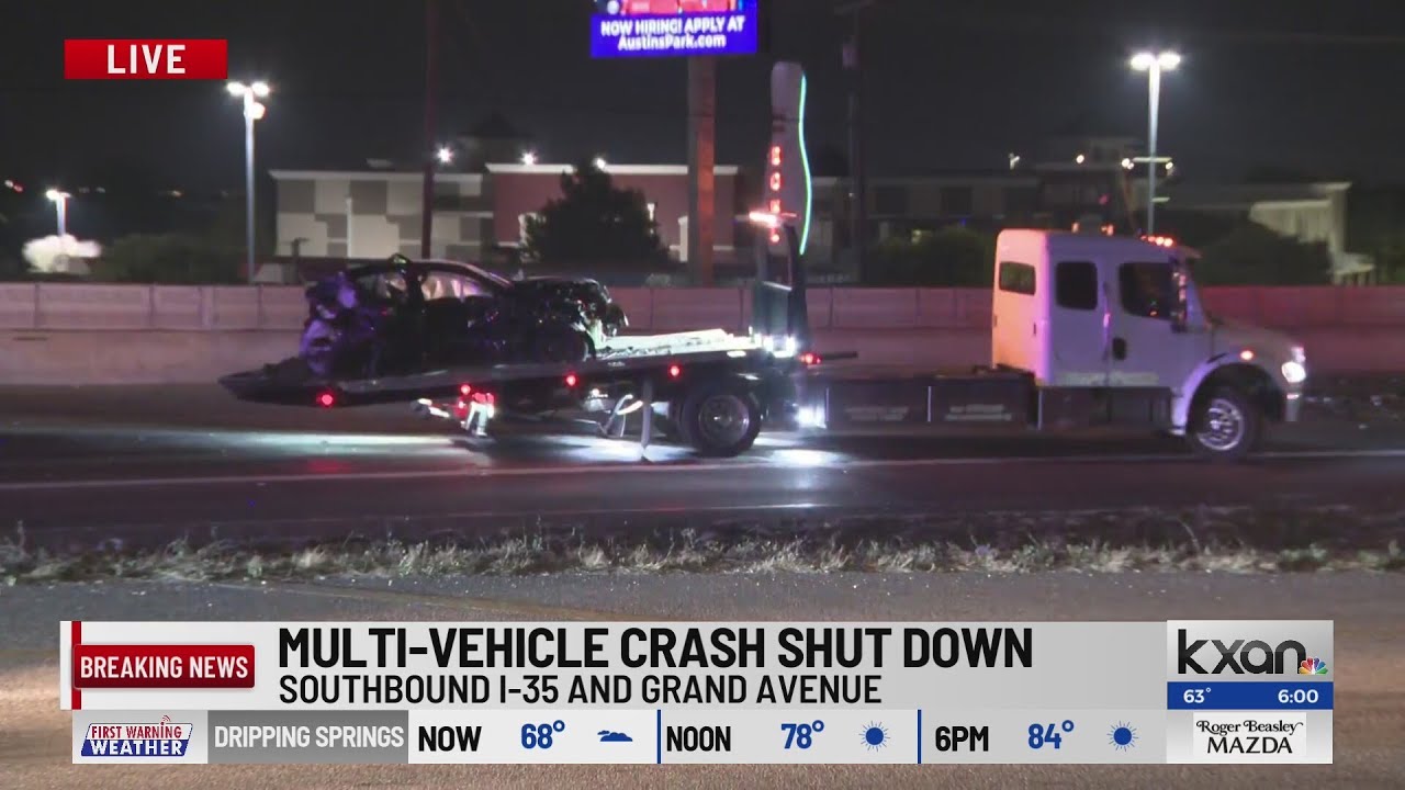 Crash involving multiple semi-trailers, cars shuts down part of I-35