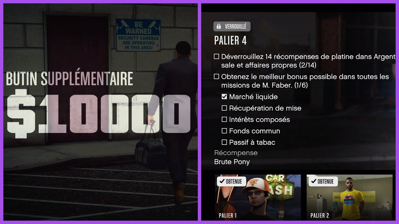 Mission M.Faber - Marché Liquide GTA Online (défi élite meilleur bonus, mode carrière Argent sale)