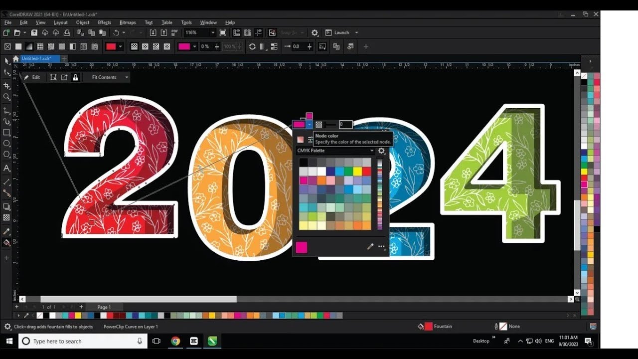 Happy New Year 2024 Text Effect Using Coreldraw - Easy Tips for Beginners - Ahsan sabri
