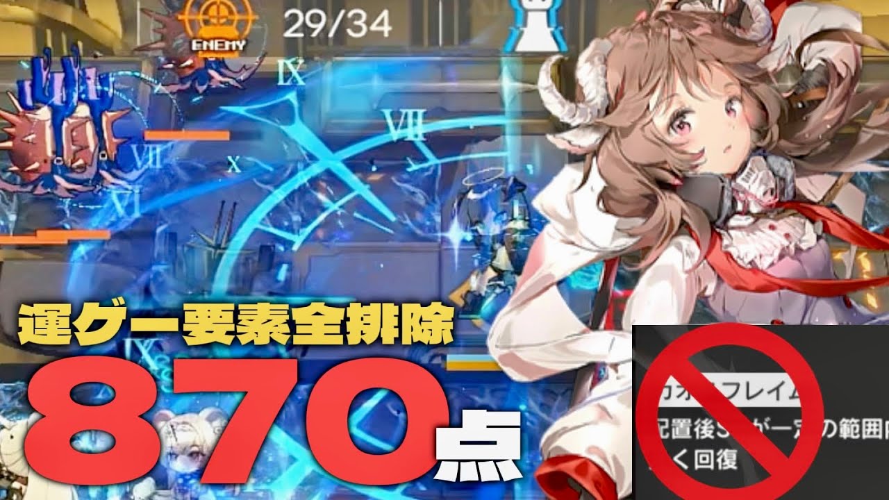 『不朽の広間』870点12人　運要素無し参考例【アークナイツ/Arknights/危機契約#2】
