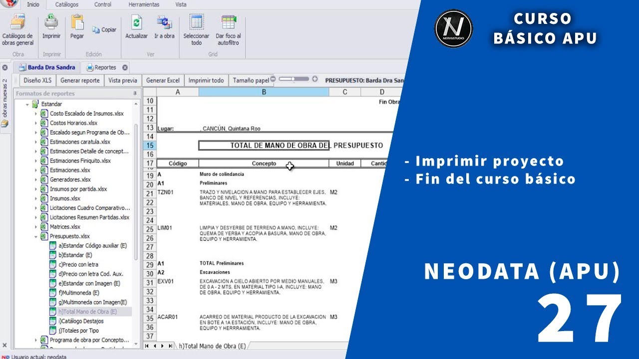 Curso básico de APU con Neodata_Imprimir Reportes de presupuestos