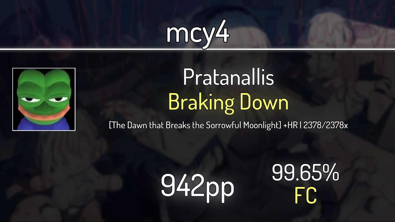 mcy4 (8.49⭐) Pratanallis - Braking Down [The Dawn that Breaks the] +HR 99.65% | FC | 942 PP