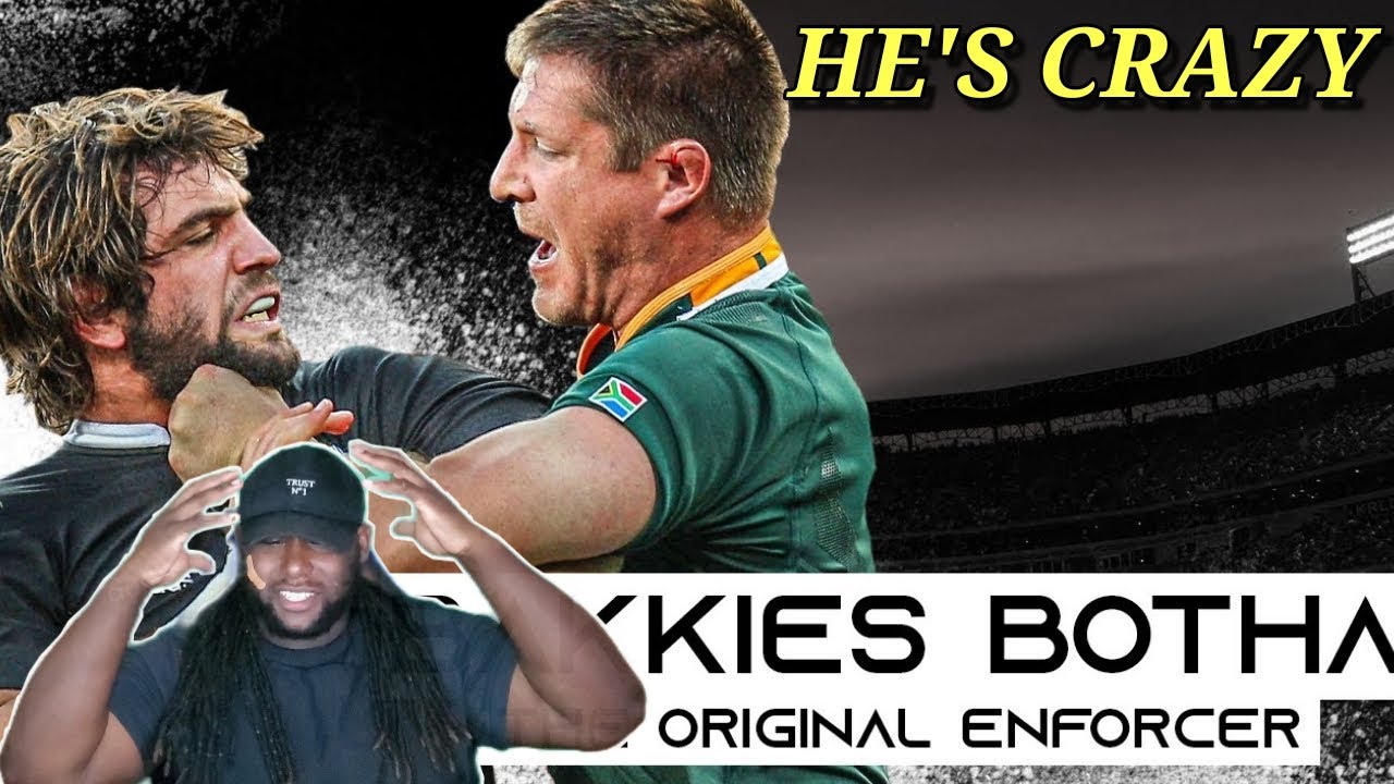 American Football player react to The Original Enforcer | Bakkies Botha Rugby Tribute
