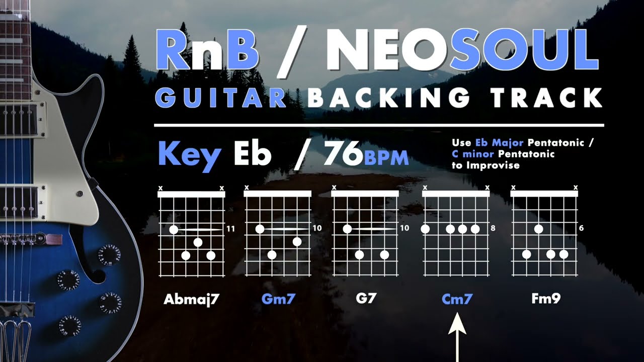 RnB / Neo Soul Guitar Backing Track in Eb I 76 BPM