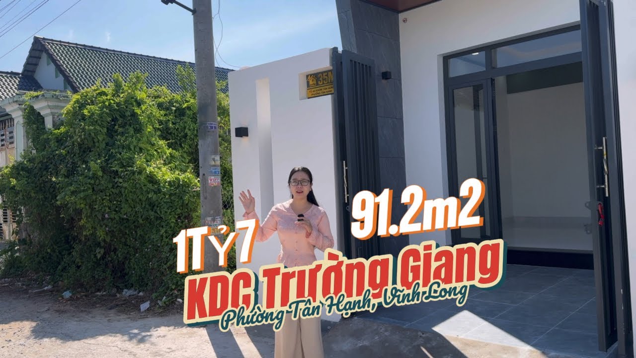 Nhà Mới KDC Trường Giang, P Tân Hạnh, Tỉnh Vĩnh Long, 95m2, 2 PN, 1tyr7 TL