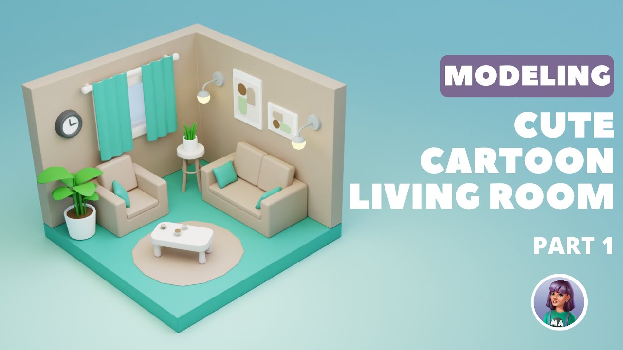 Cartoon Living Room in Maya - 3D Modeling Process. Part 1