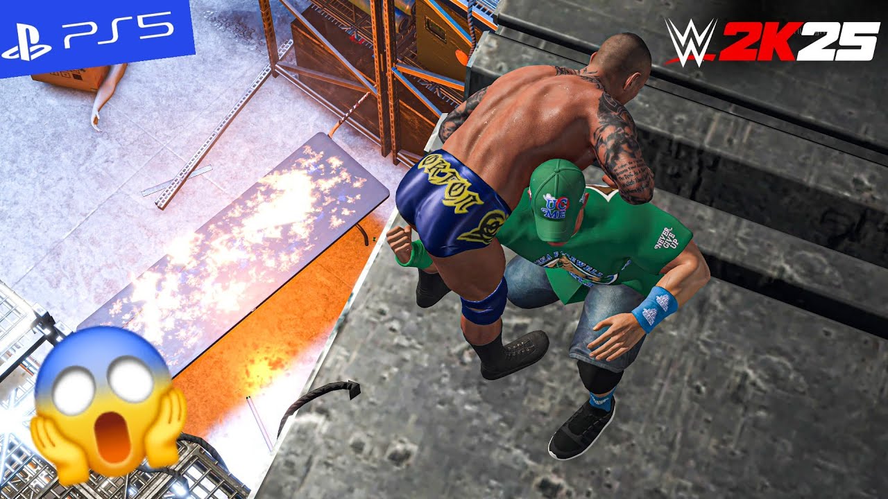 WWE 2K25 - John Cena Destroys Randy Orton in Explosive Backstage Brawl | PS5