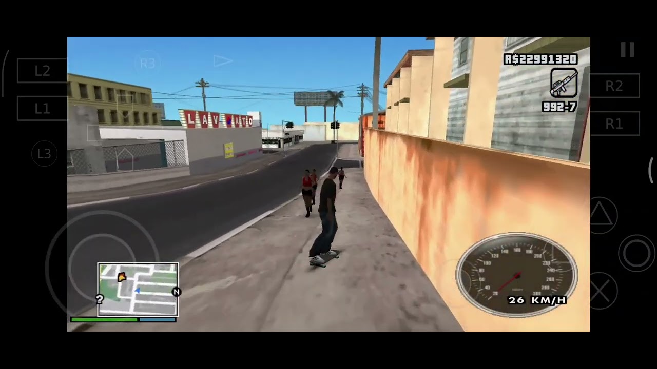 Skateboarding por Los Santos GTA Brasil (AetherSX2)