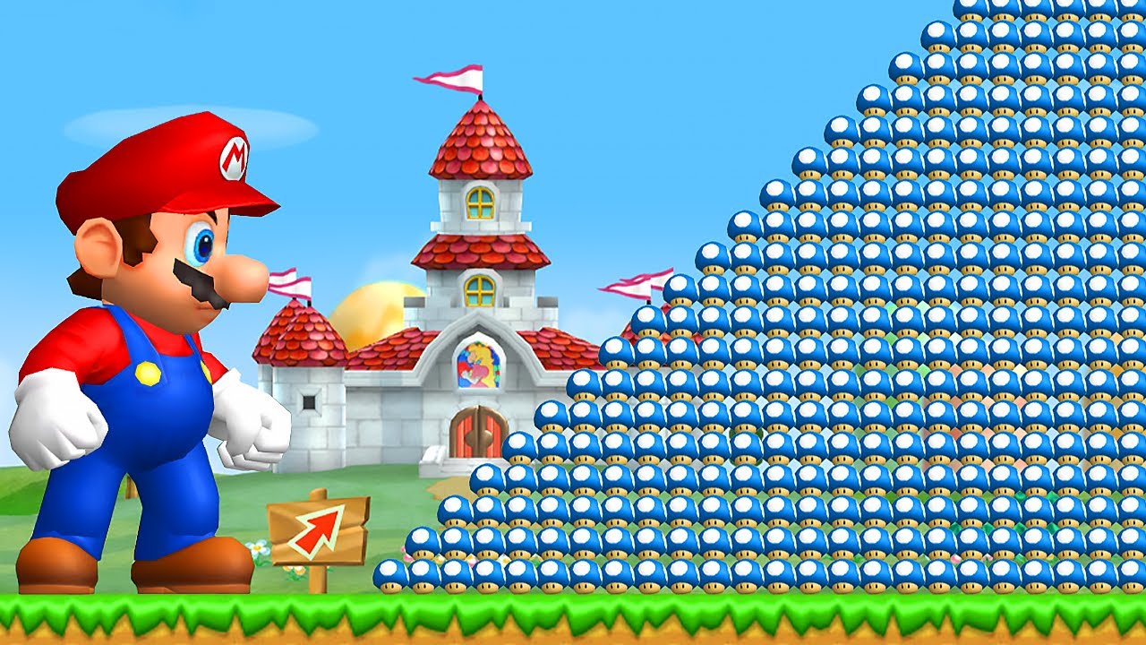Can Mega Mario collect 999 Mini Mushrooms in New Super Mario Bros. Wii?
