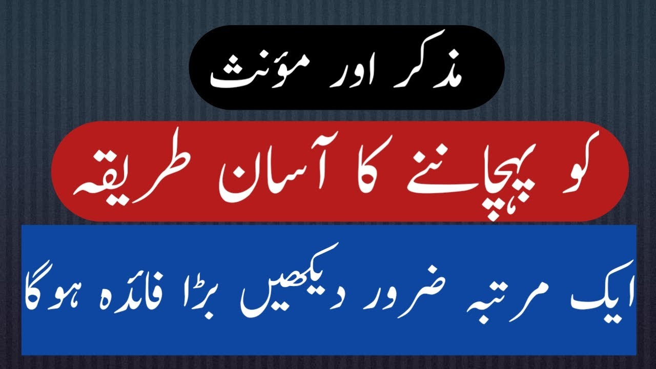 Muzkar or moanas ka bayan مذکر اور مونث کا بیان نہایت آسان انداز میں