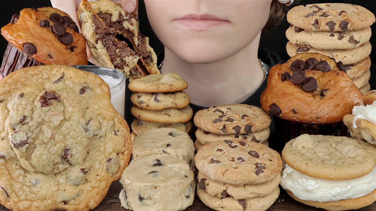 ASMR Chocolate Chip Desserts *Nutella Stuffed Cookie, Cookie Dough, Ice Cream Sandwich, Muffin 먹방