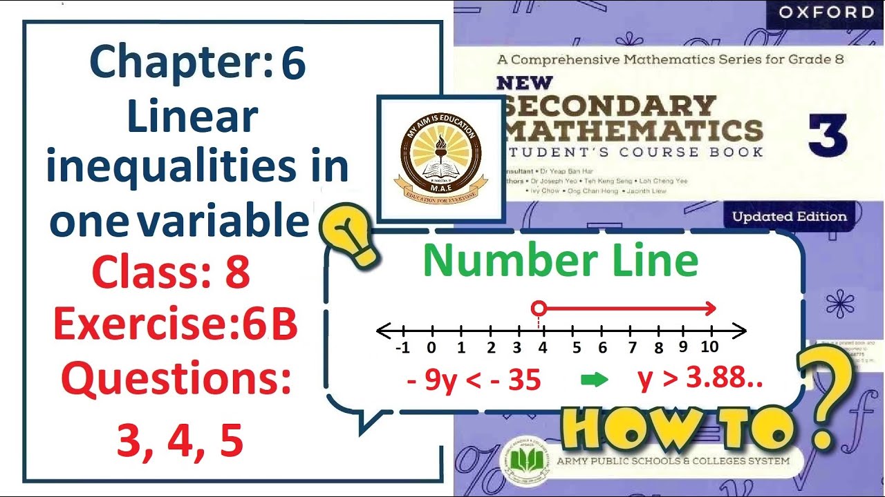 Exercise 6B Question 3, 4, 5 – (Inequalities)  Complete solution – APS Math Class 8.