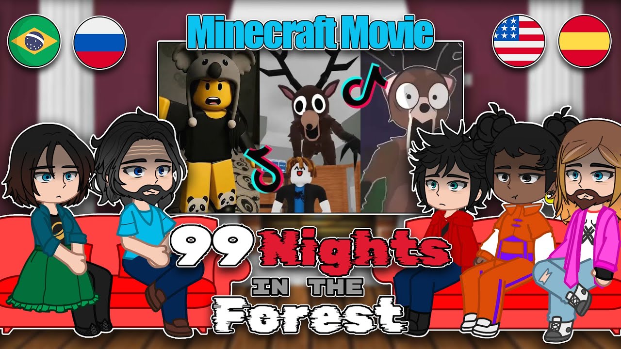 Minecraft React to 99 night in the forest [Part 1+2]| Minecraft + Roblox | Full Video